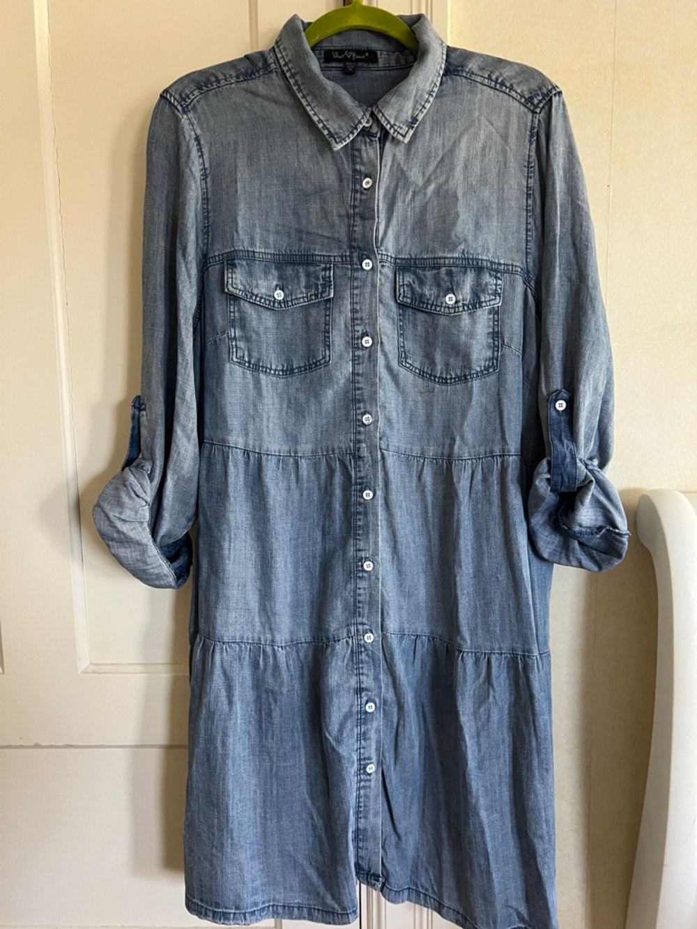 Velvet Heart Light chambray Blue Denim Button-Front Shirt Dress